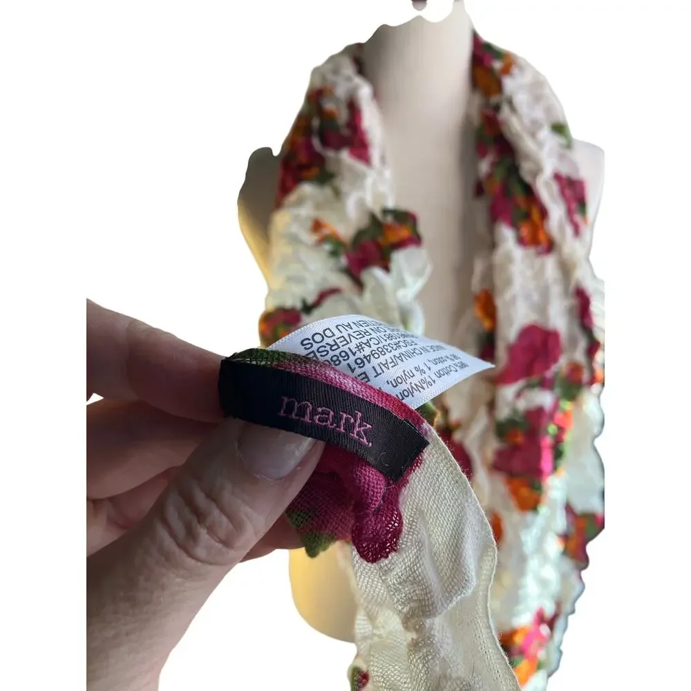 Lightweight semi-sheer scarf with a beautiful floral pattern